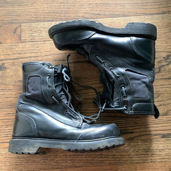 Vibram RRO black leather hard core steel toe boots Union made USA woman’s 7 - Picture 2 of 13